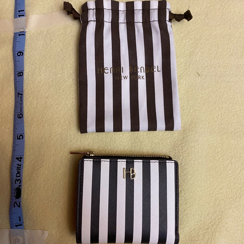 Henri Bendel brown and white stripe wallet